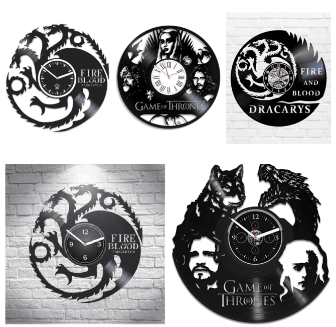 House Targaryen - Wall Clock - Fire and Blood - Dracarys - House of the Dragon - Game of Thrones - Jon Snow and Daenerys