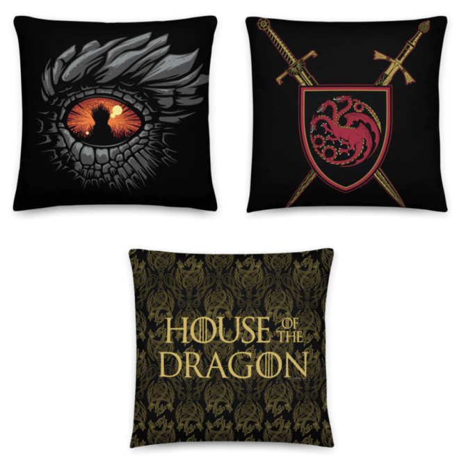 House of the Dragon Throw Pillows Game of Thrones House Targaryen