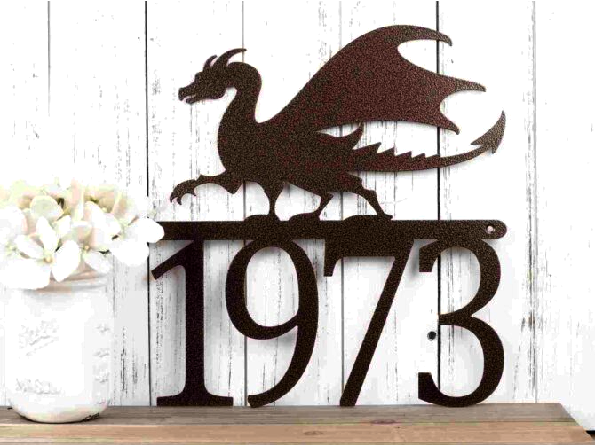 Dragon Metal House Number Sign