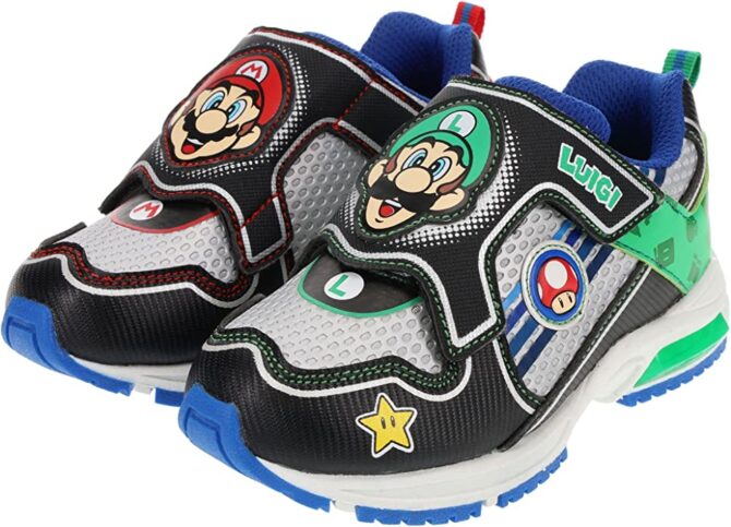 Super Mario Brothers Mario and Luigi Kids Tennis Shoe, Light Up Sneaker