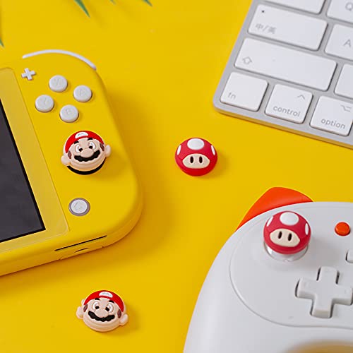 PERFECTSIGHT Cute Switch Thumb Grip Caps Compatible with Nintendo OLED:Lite Console Super Mario and Super Mushroom