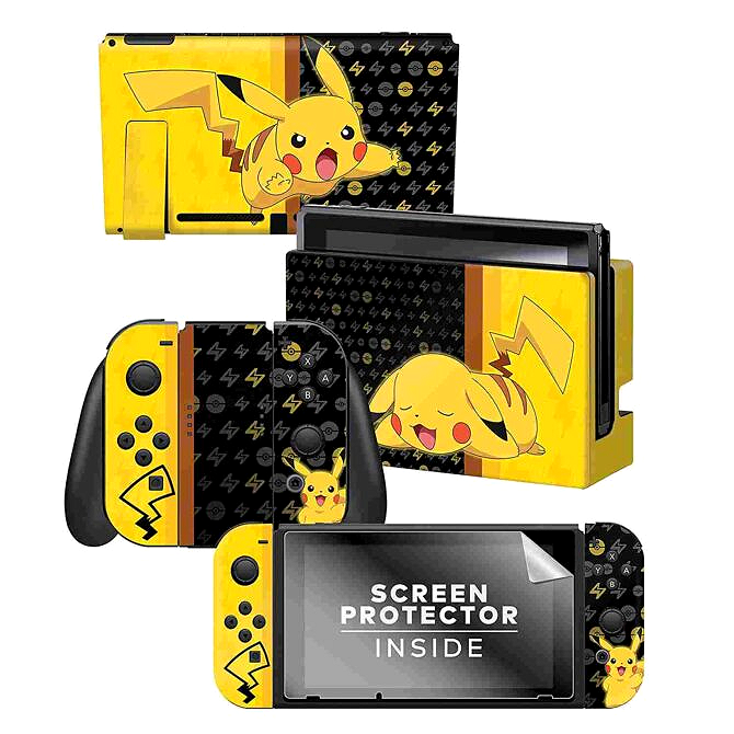 Pokemon Pikachu Nintendo Switch Skin & Screen Protector Set Controller Gear