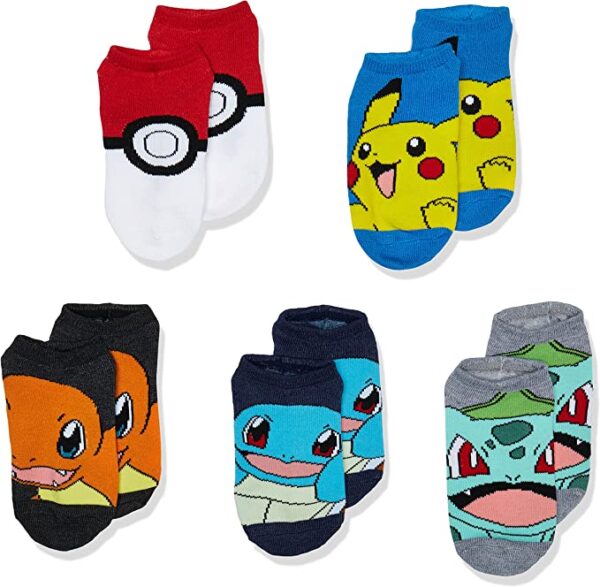 Pokemon Boys 5 Pack No Show Socks