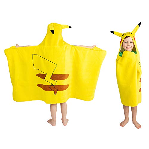 Pokemon Pikachu Bath/Pool/Beach Soft Cotton Terry Hooded Towel Wrap, 24" x 50", By Franco Kids
