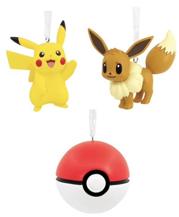 Hallmark Pokémon Ornaments Pikachu Eevee Poké Ball