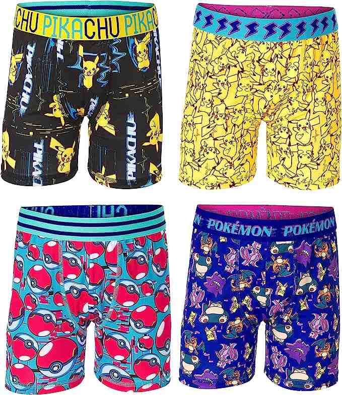 Pokemon Boys' 4pk Or 7pk Athletic 5pk 100% Cotton Boxer Briefs Kids