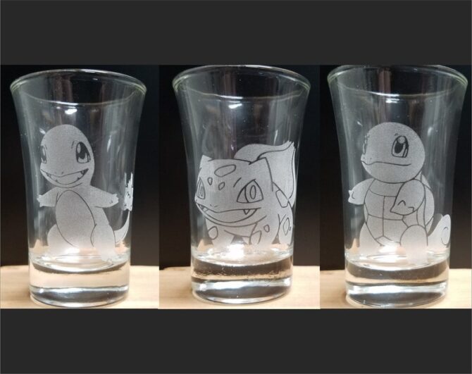Pokemon Set of 3 - Custom Laser Etched Shot Glass