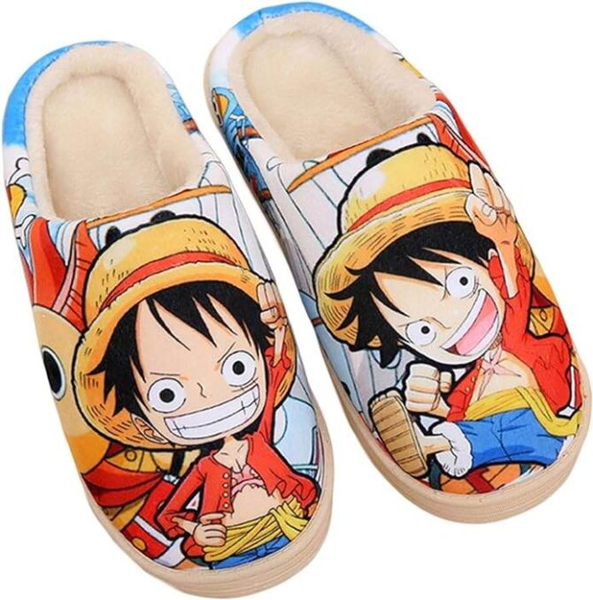 One Piece Luffy Plush House Slippers Men Women