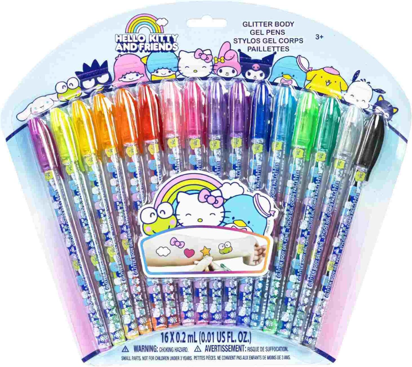 Hello Kitty and Friends 16 Piece Glitter Pen Body Art Set