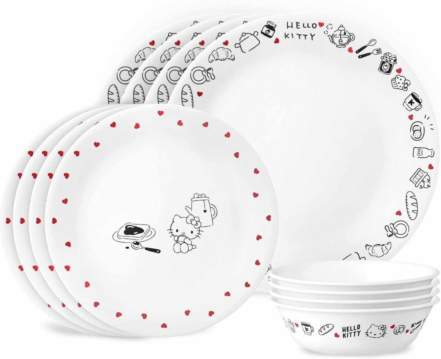 Hello Kitty Corelle Vitreelle Plate and Bowl Set