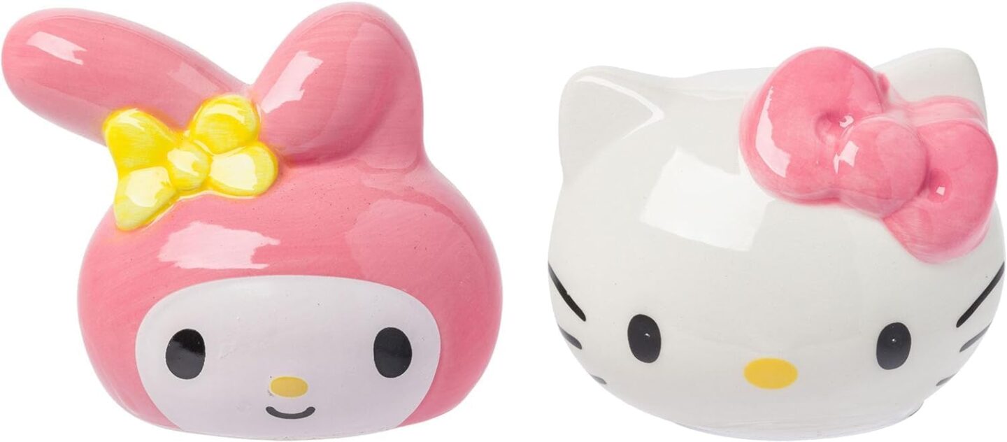 Hello Kitty And My Melody 3D Sculpted Ceramic Salt and Pepper Shaker Set