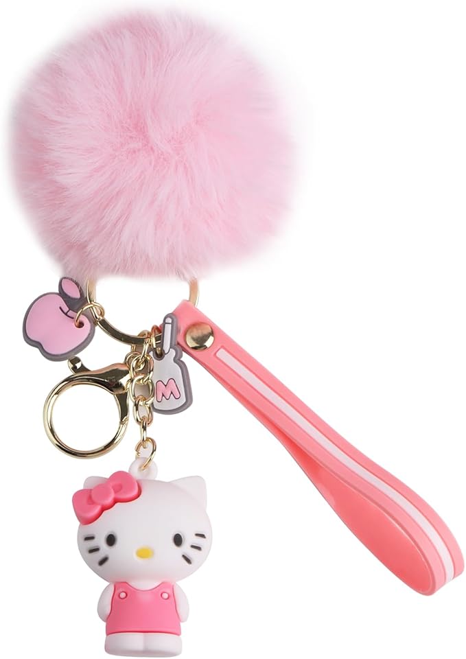 Hello Kitty Pom Pom Fuzzy Key Chain