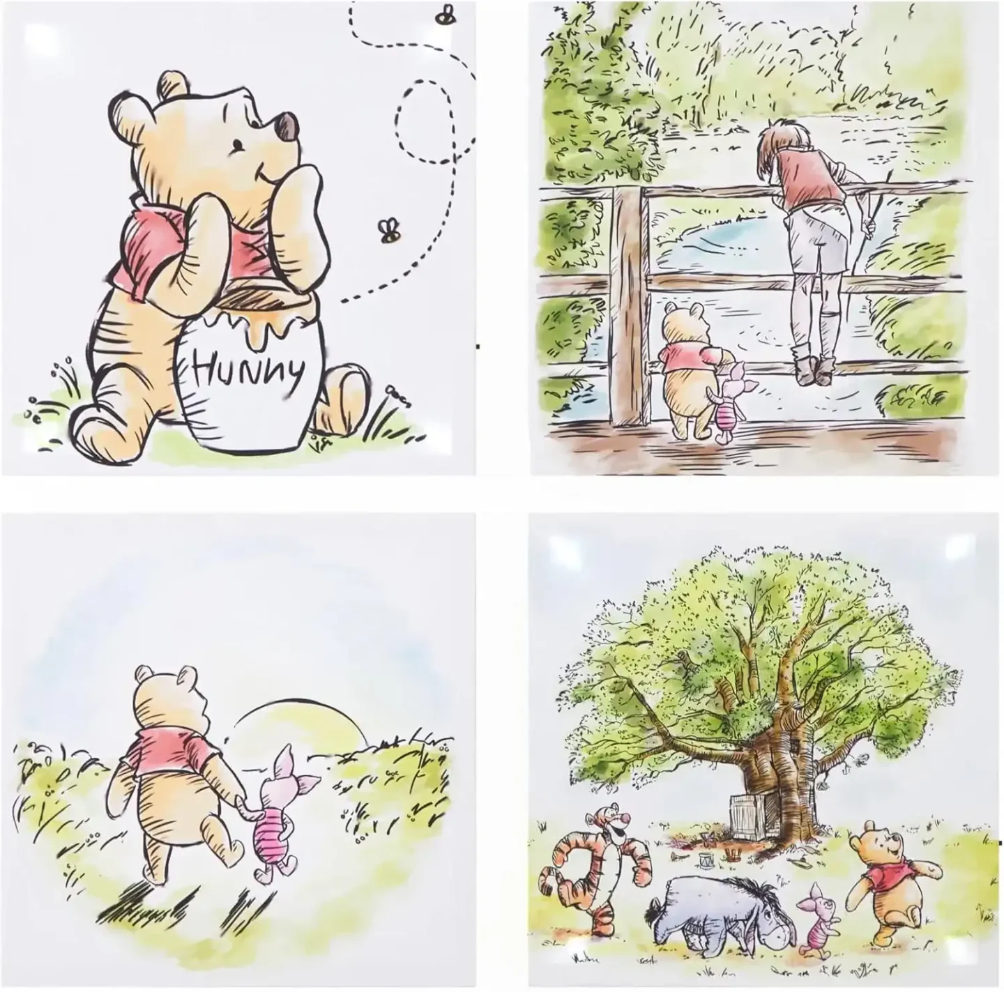 Disney Winnie the Pooh Canvas Wall Art 4 Pack