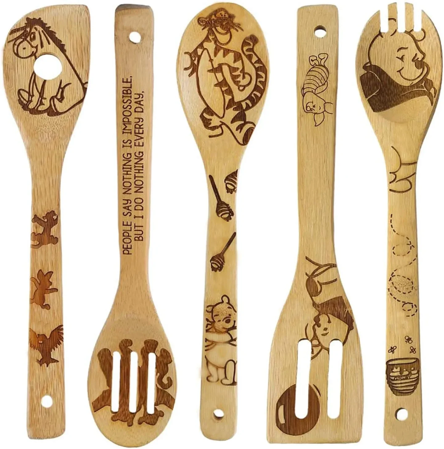Winnie The Pooh 5PCS Bamboo Wooden Spoons
