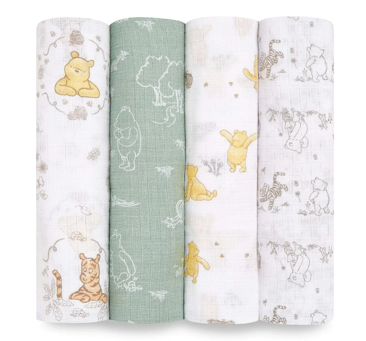 Winnie The Pooh Muslin Swaddle Blankets for Newborns by aden + anais - 4 Pack