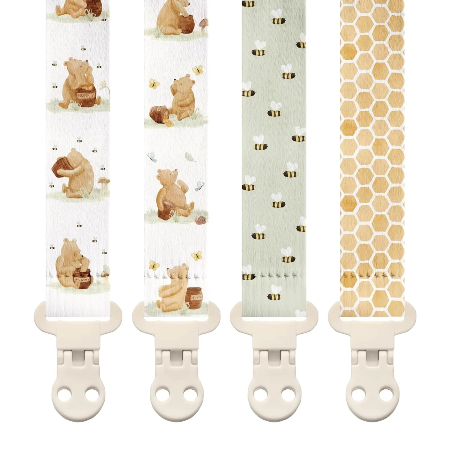 Stadela Winnie the Pooh Baby Pacifier Clip Holder - 4 Pack