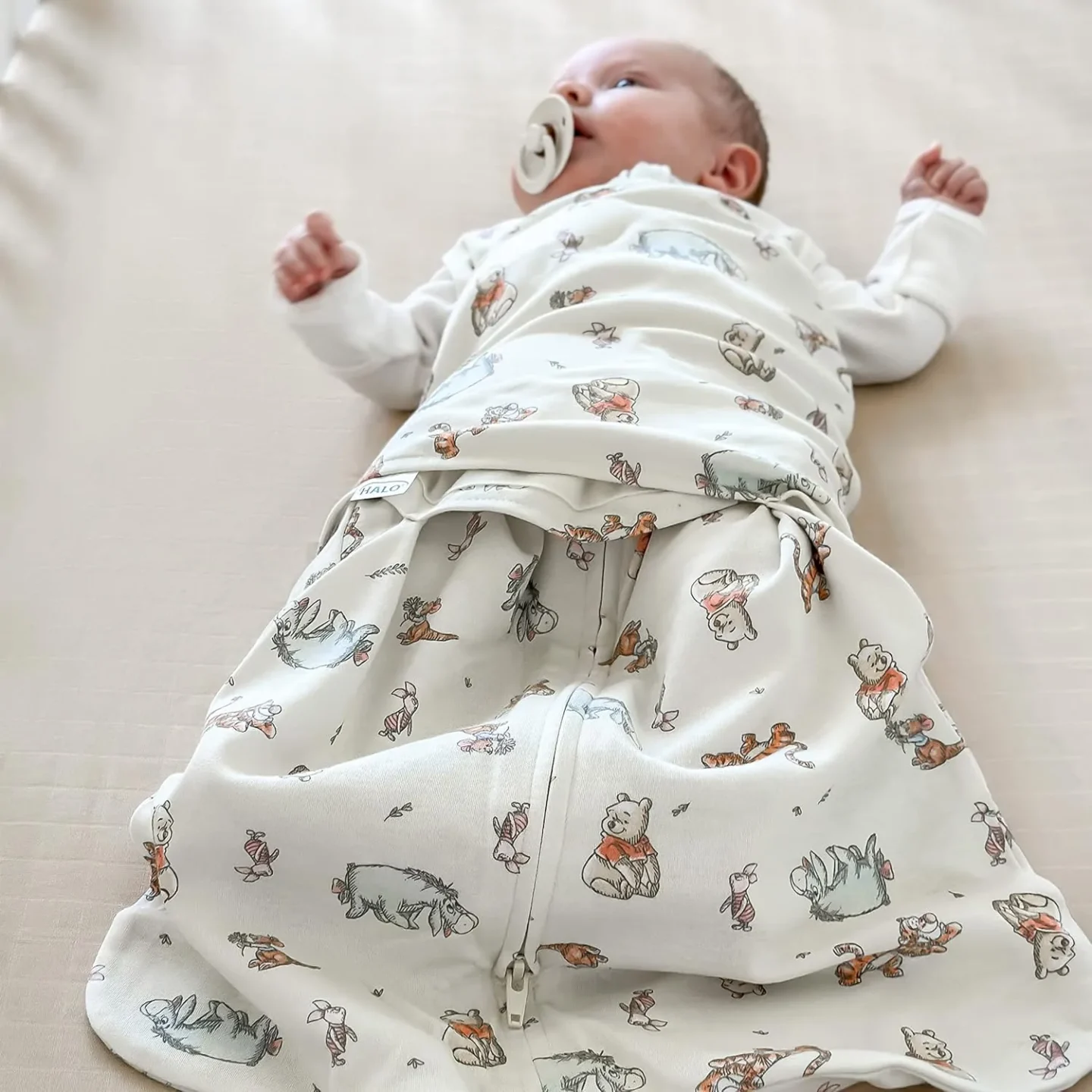 Winne The Pooh 100% Cotton Sleepsack Swaddle, 3-Way Adjustable Wearable Blanket by Halo