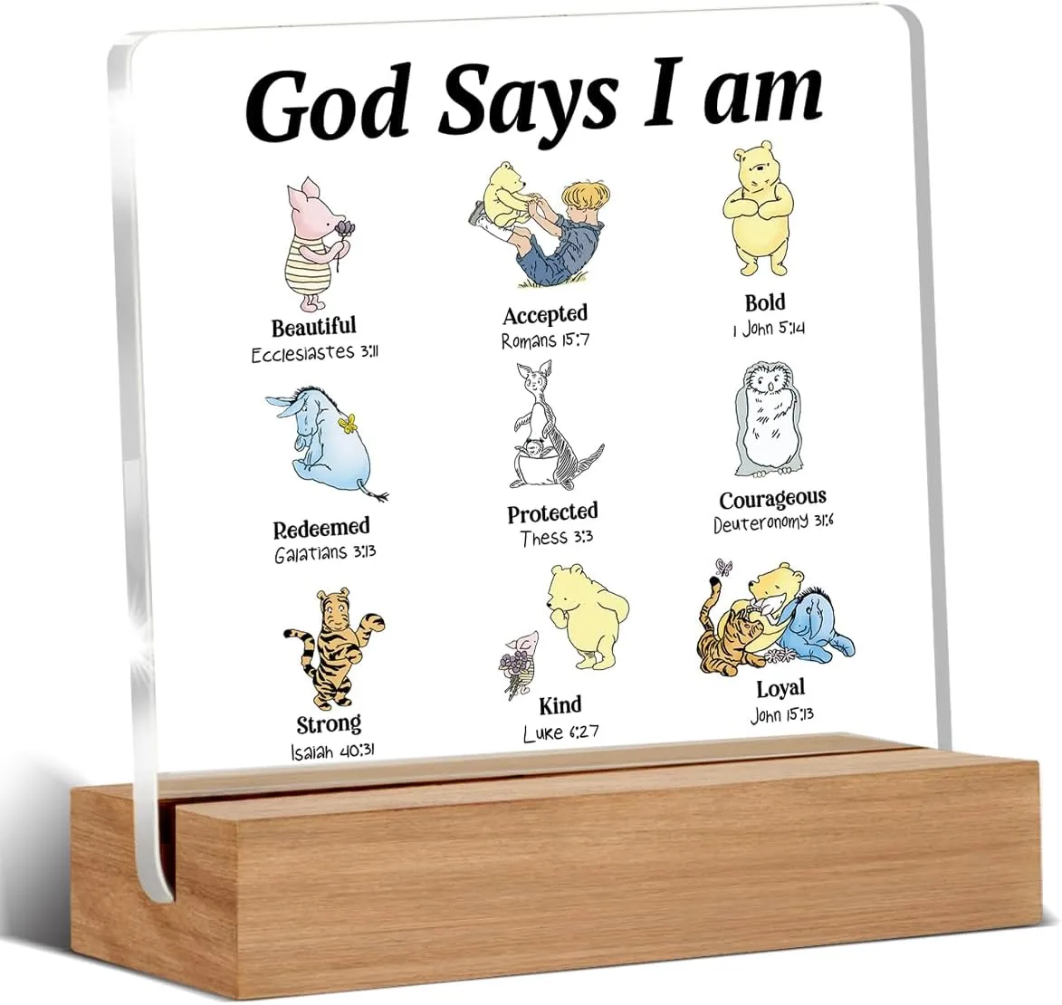 Winnie the Pooh God Says Clear Desk Decorative Sign