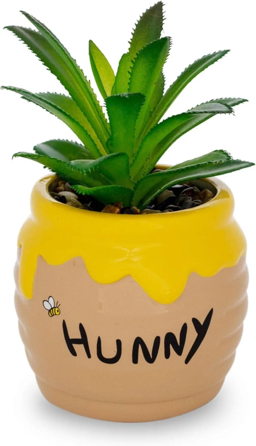 Winnie The Pooh Hunny Pot 3-Inch Ceramic Mini Planter with Artificial Succulent