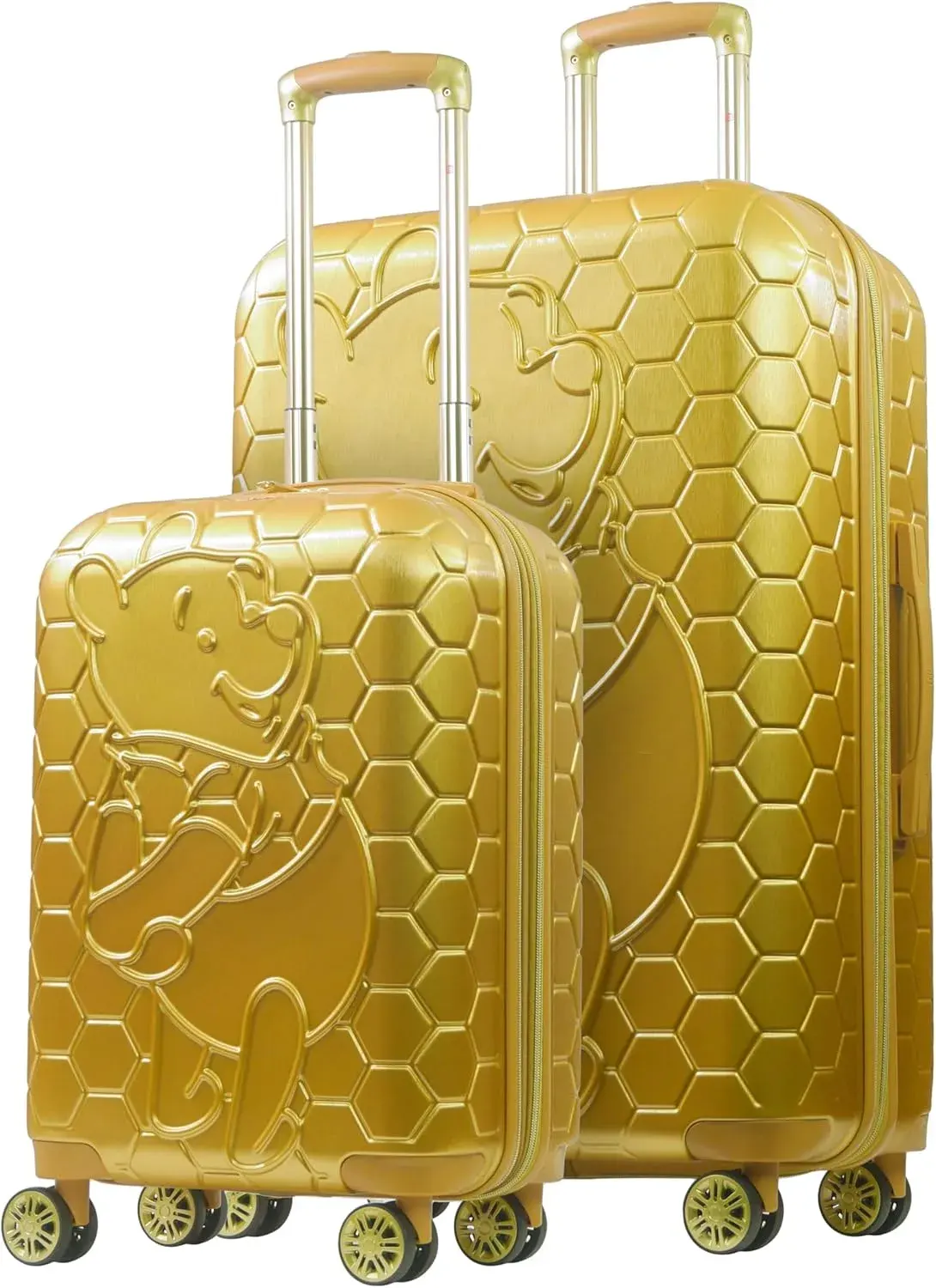 Disney Winnie the Pooh 2 Piece Rolling Luggage Set, Gold