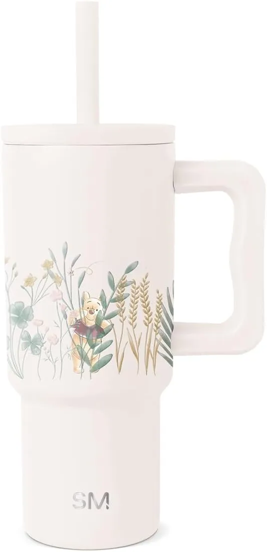 Winnie the Pooh 24 oz Tumbler with Handle and Silicone Straw Lid Simple Modern